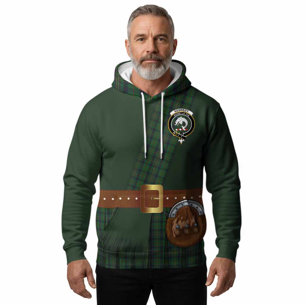 Kennedy Tartan Crest Hoodie Kilt Costume Style