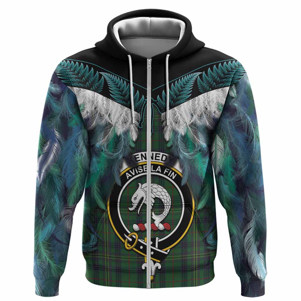 Kennedy Tartan Crest Hoodie New Zealand Maori Korowai Cloak