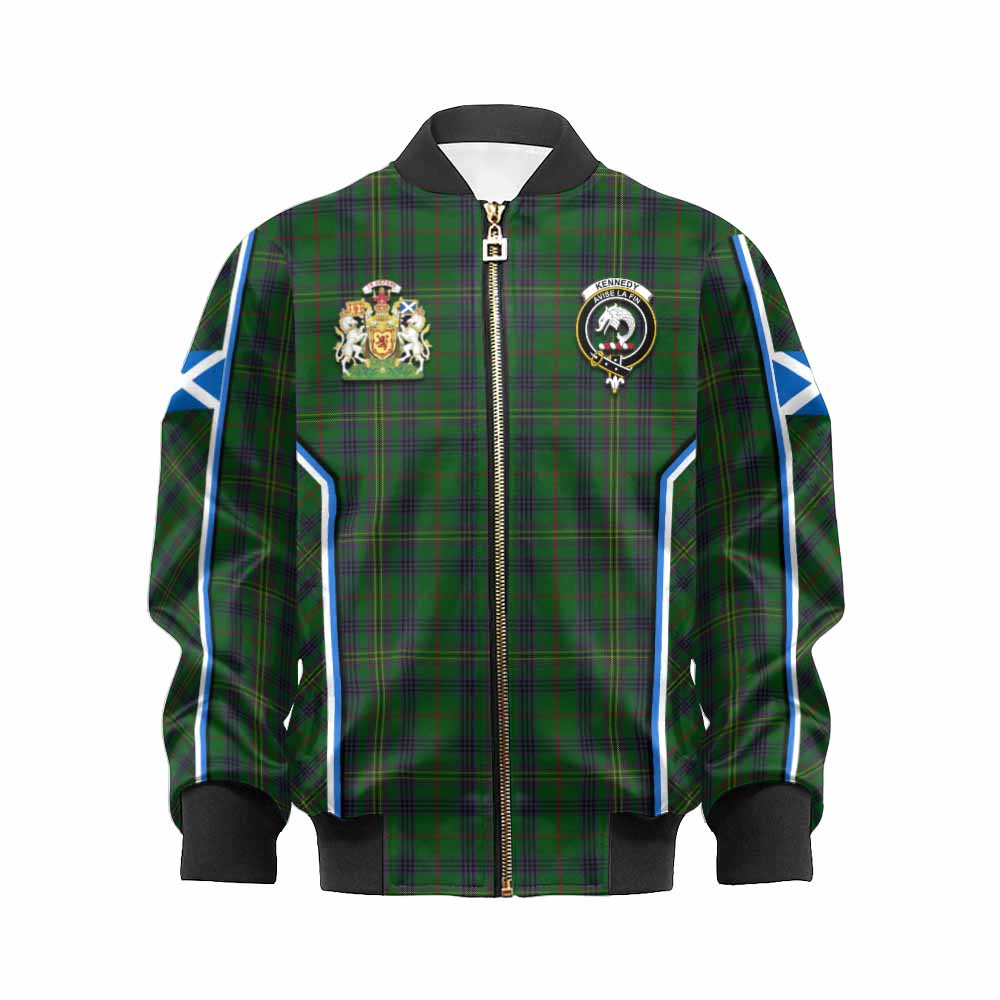 Kennedy Tartan Crest Kid Bomber Jacket Scotland Coat of Arm Flag Style - Tartan Vibes Clothing