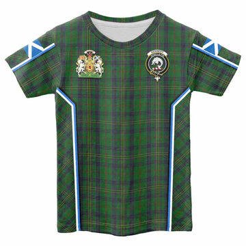 Kennedy Tartan Crest Kid T-shirt Scotland Coat of Arm Flag Style - Tartan Vibes Clothing