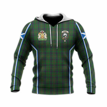 Kennedy Tartan Crest Knitted Hoodie Scotland Coat of Arm Flag Style