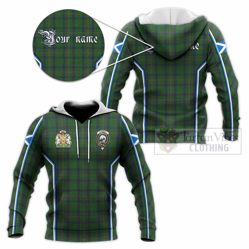Kennedy Tartan Crest Knitted Hoodie Scotland Coat of Arm Flag Style - Tartan Vibes Clothing