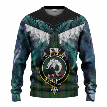 Kennedy Tartan Crest Knitted Sweater New Zealand Maori Korowai Cloak