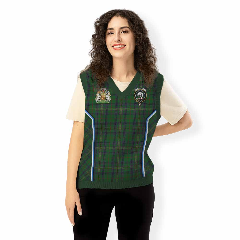 Kennedy Tartan Crest Knitted V-Neck Vest Scotland Coat of Arm Flag Style - Tartan Vibes Clothing