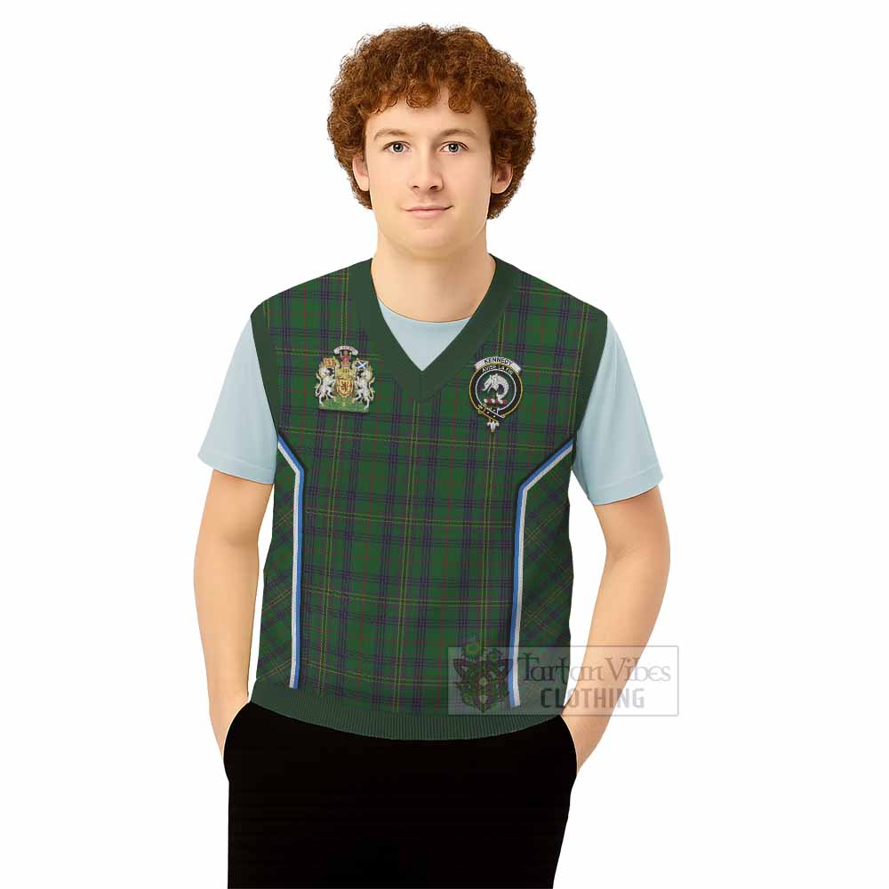 Kennedy Tartan Crest Knitted V-Neck Vest Scotland Coat of Arm Flag Style - Tartan Vibes Clothing