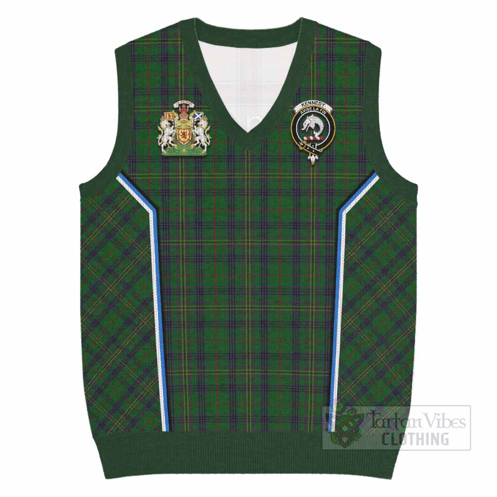 Kennedy Tartan Crest Knitted V-Neck Vest Scotland Coat of Arm Flag Style - Tartan Vibes Clothing