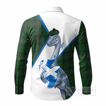 Kennedy Tartan Crest Loch Ness Monster Long Sleeve Button Shirts Nessie Scottish Map Tha Gradh Agam Air Alba