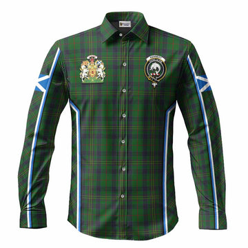 Kennedy Tartan Crest Long Sleeve Button Shirts Scotland Coat of Arm Flag Style