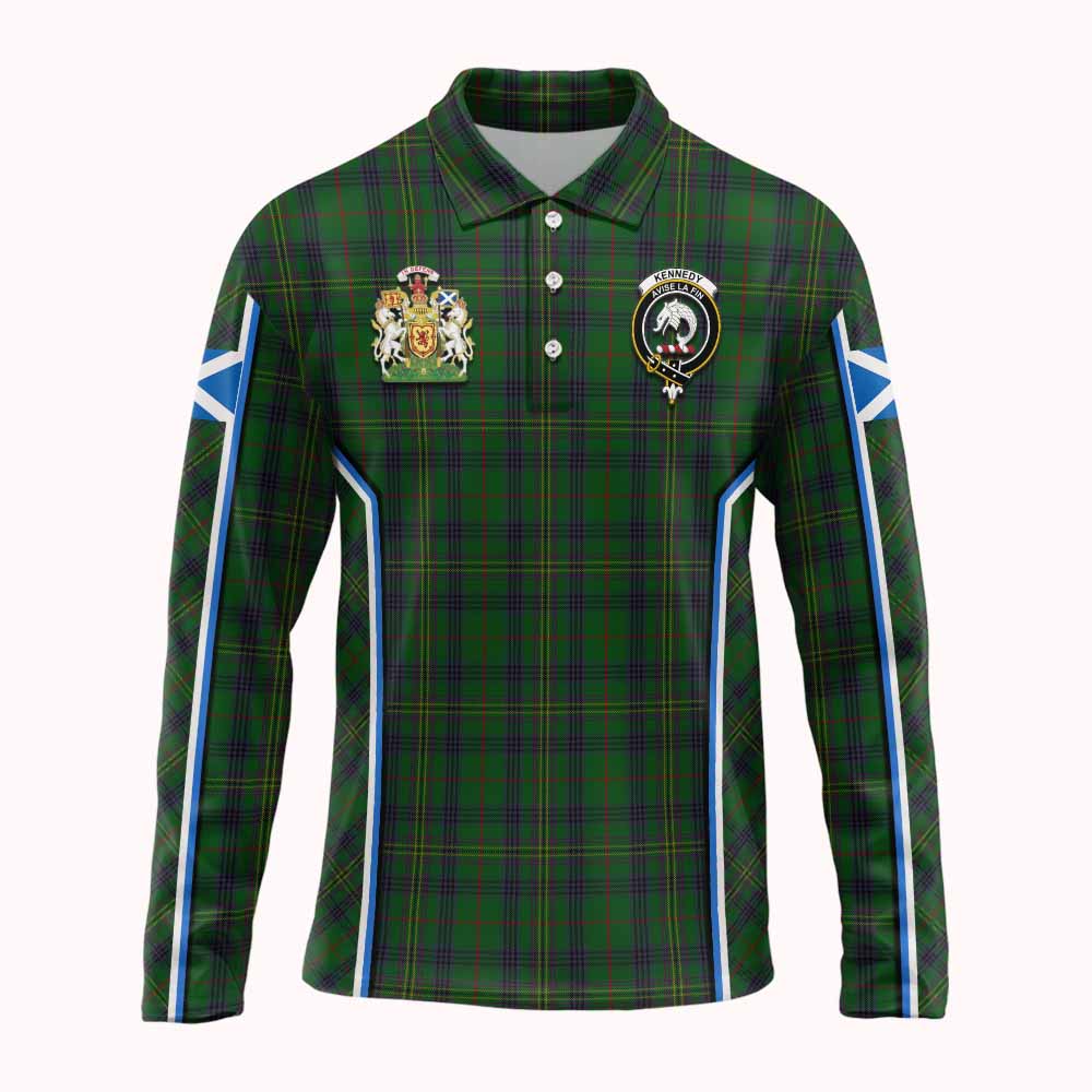 Kennedy Tartan Crest Long Sleeve Polo Shirt Scotland Coat of Arm Flag Style - Tartan Vibes Clothing