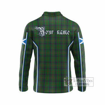 Kennedy Tartan Crest Long Sleeve Polo Shirt Scotland Coat of Arm Flag Style