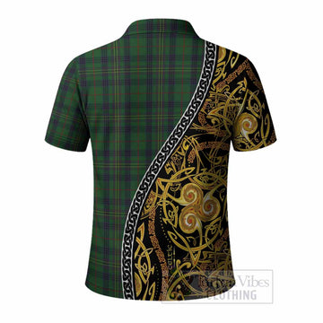 Kennedy Tartan Crest Polo Shirt Celtic Knot and Triple Trickle Spiral Symbols