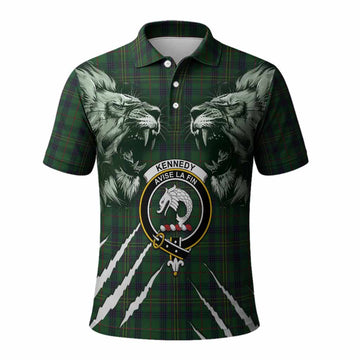 Kennedy Tartan Crest Polo Shirt Ferocious Lion Style