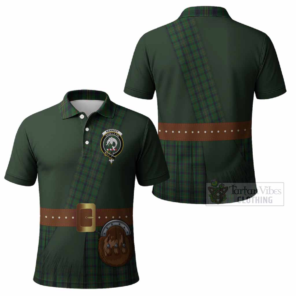 Kennedy Tartan Crest Polo Shirt Kilt Costume Style