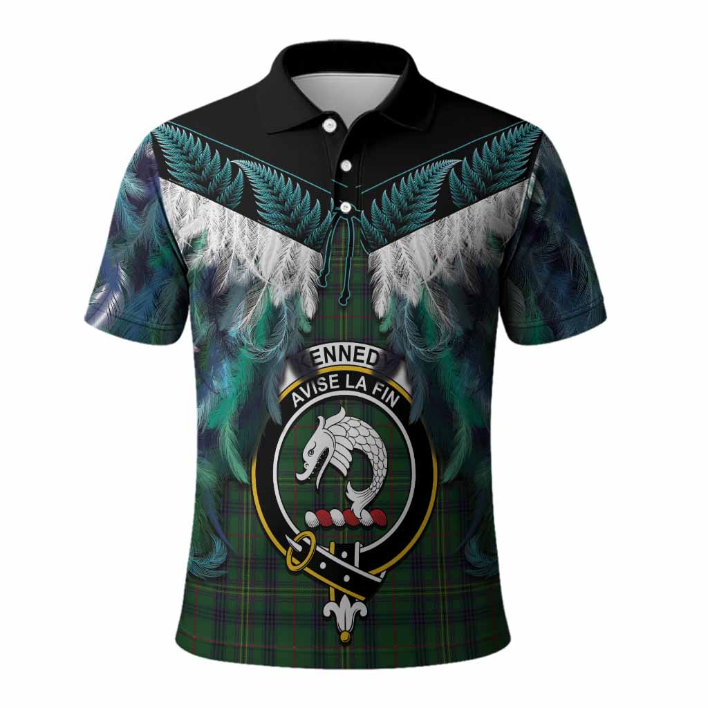 Kennedy Tartan Crest Polo Shirt New Zealand Maori Korowai Cloak