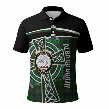 Kennedy Tartan Crest Polo Shirt Scottish Thistle Celtic Cross Alba Gu Brath