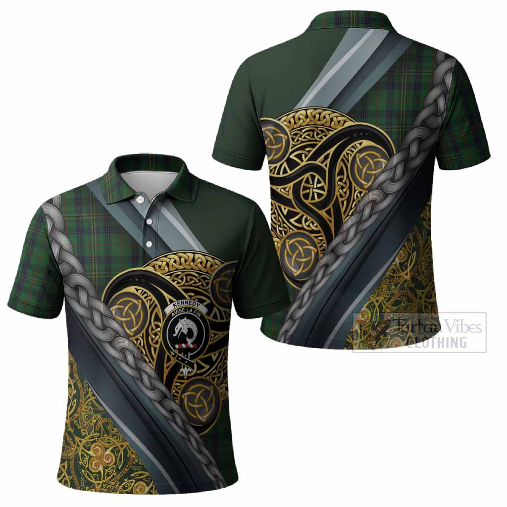 Kennedy Tartan Crest Polo Shirt Scottish Triskele Celtic