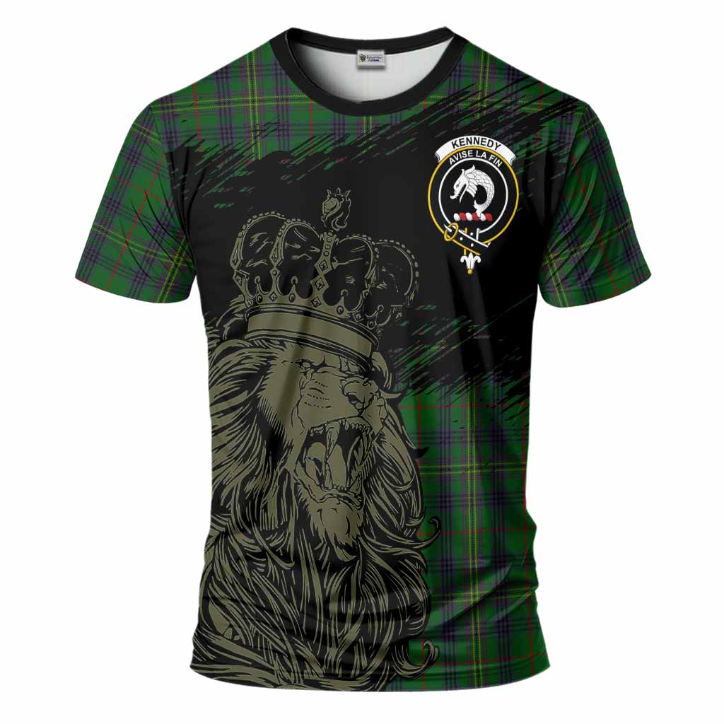 Kennedy Tartan Crest T-Shirt Crowned Lion Heritage Style