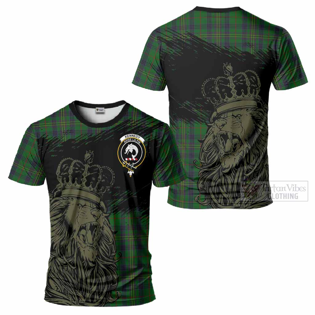 Kennedy Tartan Crest T-Shirt Crowned Lion Heritage Style