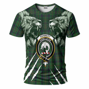 Kennedy Tartan Crest T-Shirt Ferocious Lion Style