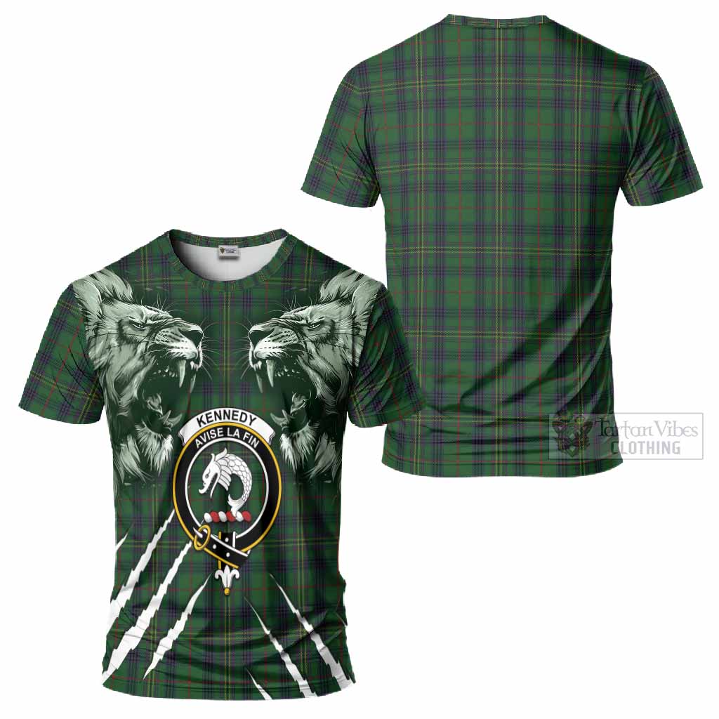 Kennedy Tartan Crest T-Shirt Ferocious Lion Style