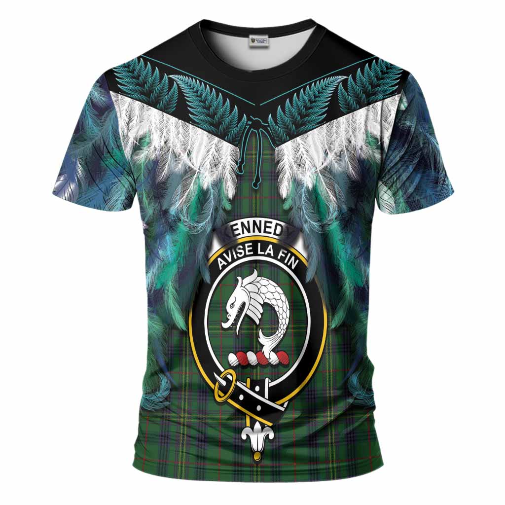 Kennedy Tartan Crest T-Shirt New Zealand Maori Korowai Cloak