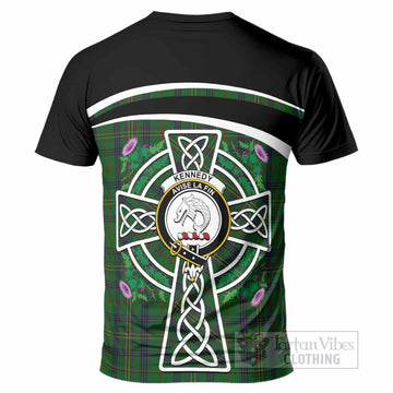 Kennedy Tartan Crest T-Shirt Scottish Thistle Celtic Cross Alba Gu Brath