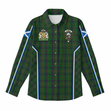 Kennedy Tartan Crest Women Casual Shirt Scotland Coat of Arm Flag Style - Tartan Vibes Clothing