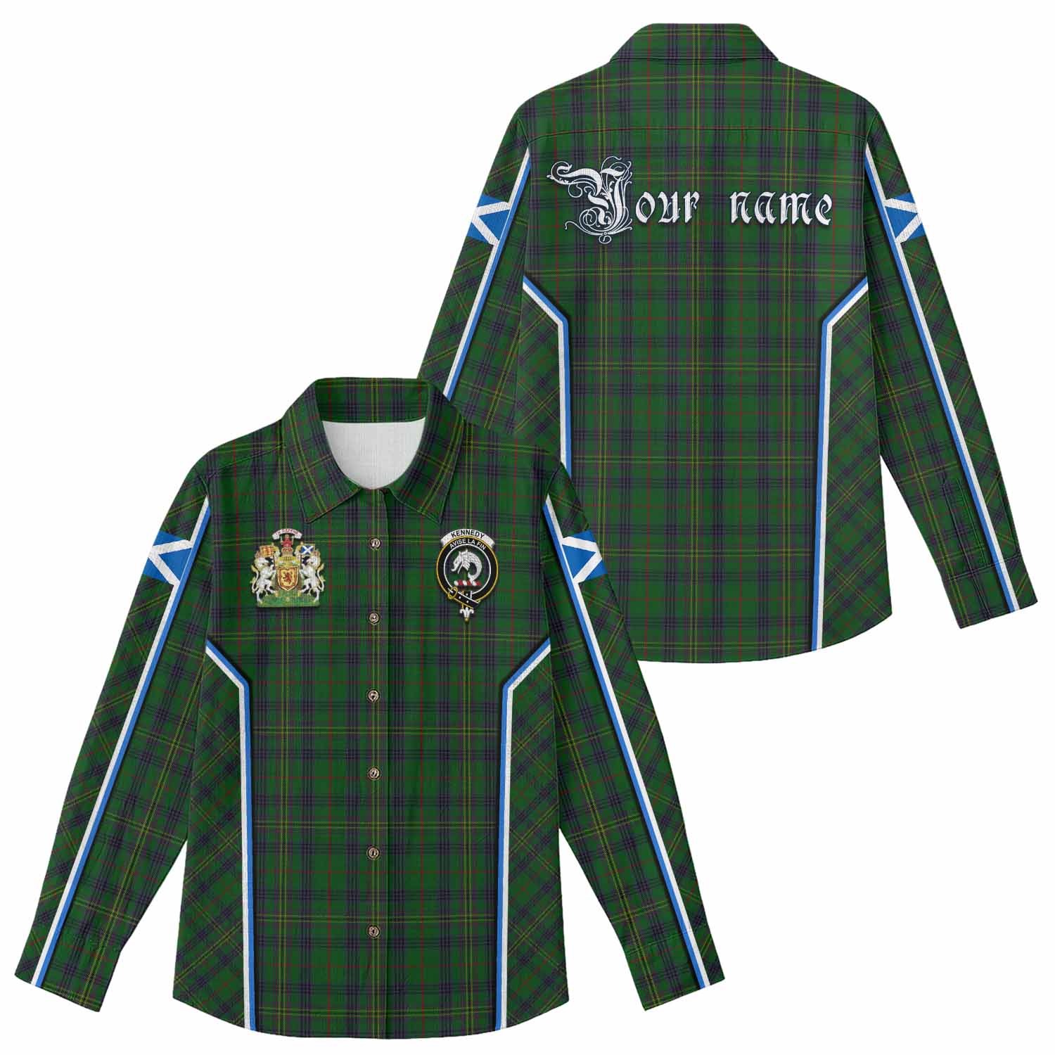 Kennedy Tartan Crest Women Casual Shirt Scotland Coat of Arm Flag Style - Tartan Vibes Clothing