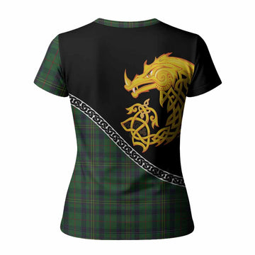 Kennedy Tartan Crest Women T shirt Legendary Dragon Knot Half Style
