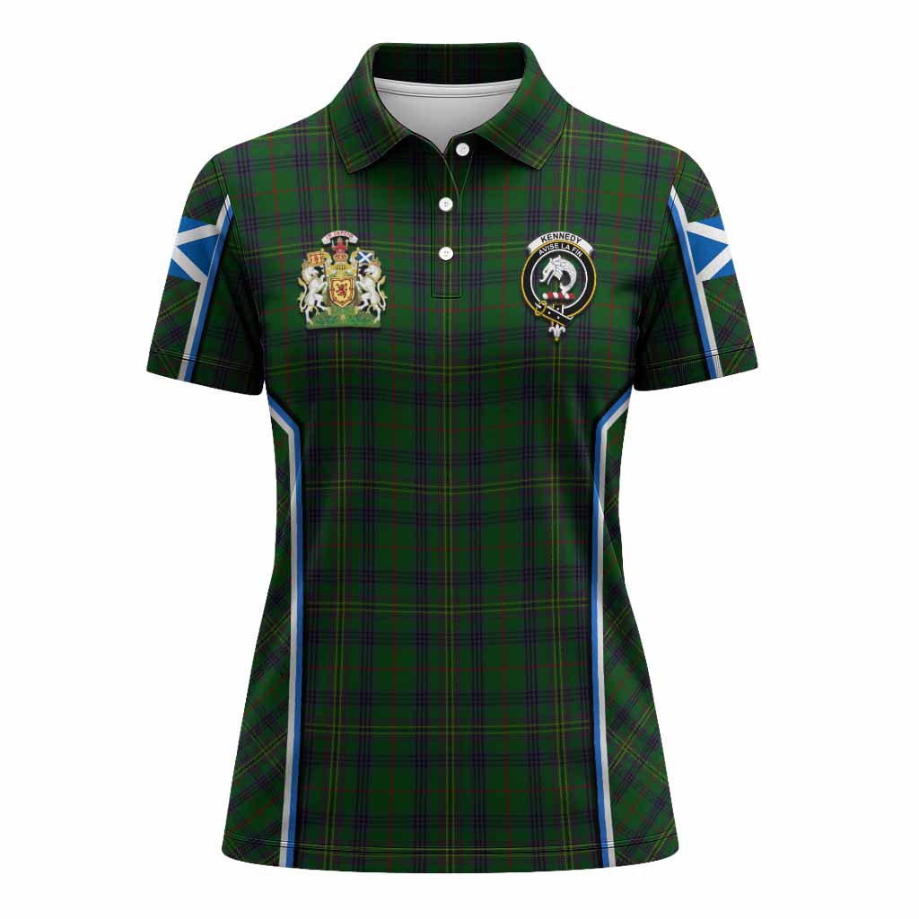 Kennedy Tartan Crest Women's Polo Shirt Scotland Coat of Arm Flag Style - Tartan Vibes Clothing