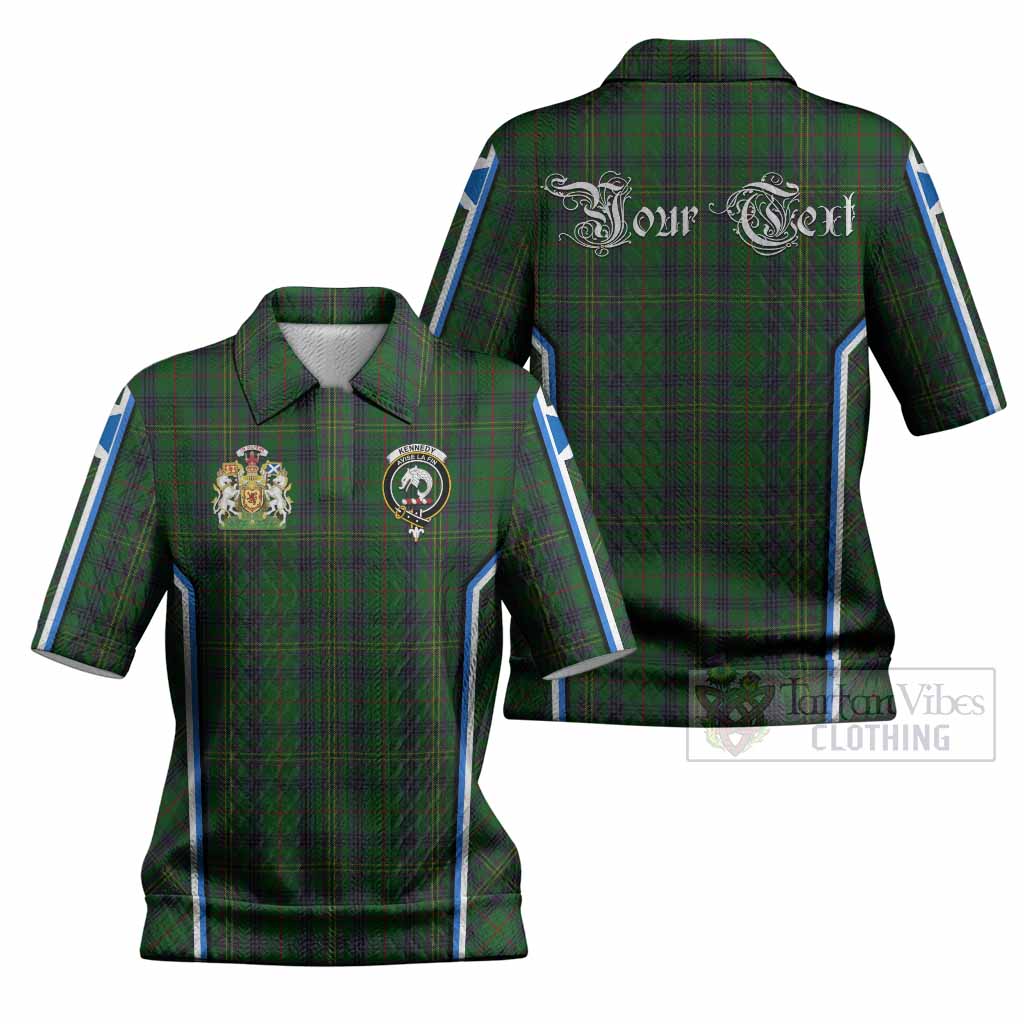 Kennedy Tartan Crest Women’s Polo Sweater Top Scotland Coat of Arm Flag Style