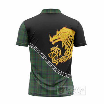 Kennedy Tartan Crest Zipper Polo Shirt Legendary Dragon Knot Half Style