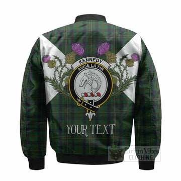Kennedy Tartan Family Crest Bomber Jacket Scottish Burns Night Thistle Floral
