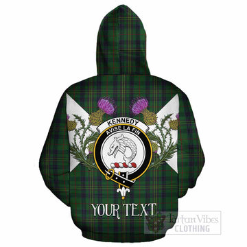 Kennedy Tartan Family Crest Cotton Hoodie Scottish Burns Night Thistle Floral