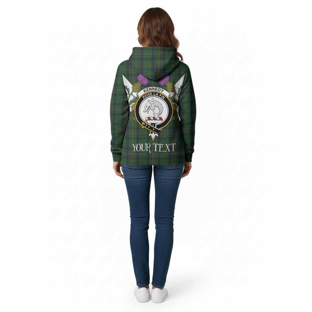 Kennedy Tartan Family Crest Cotton Hoodie Scottish Burns Night Thistle Floral