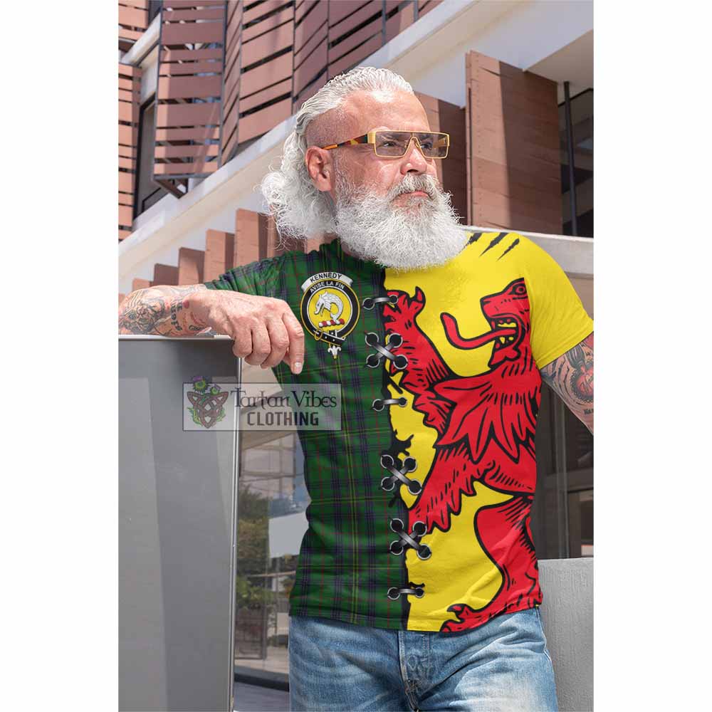 Kennedy Tartan Family Crest Cotton T-shirt Lion Rampant Honor - Tartan Vibes Clothing