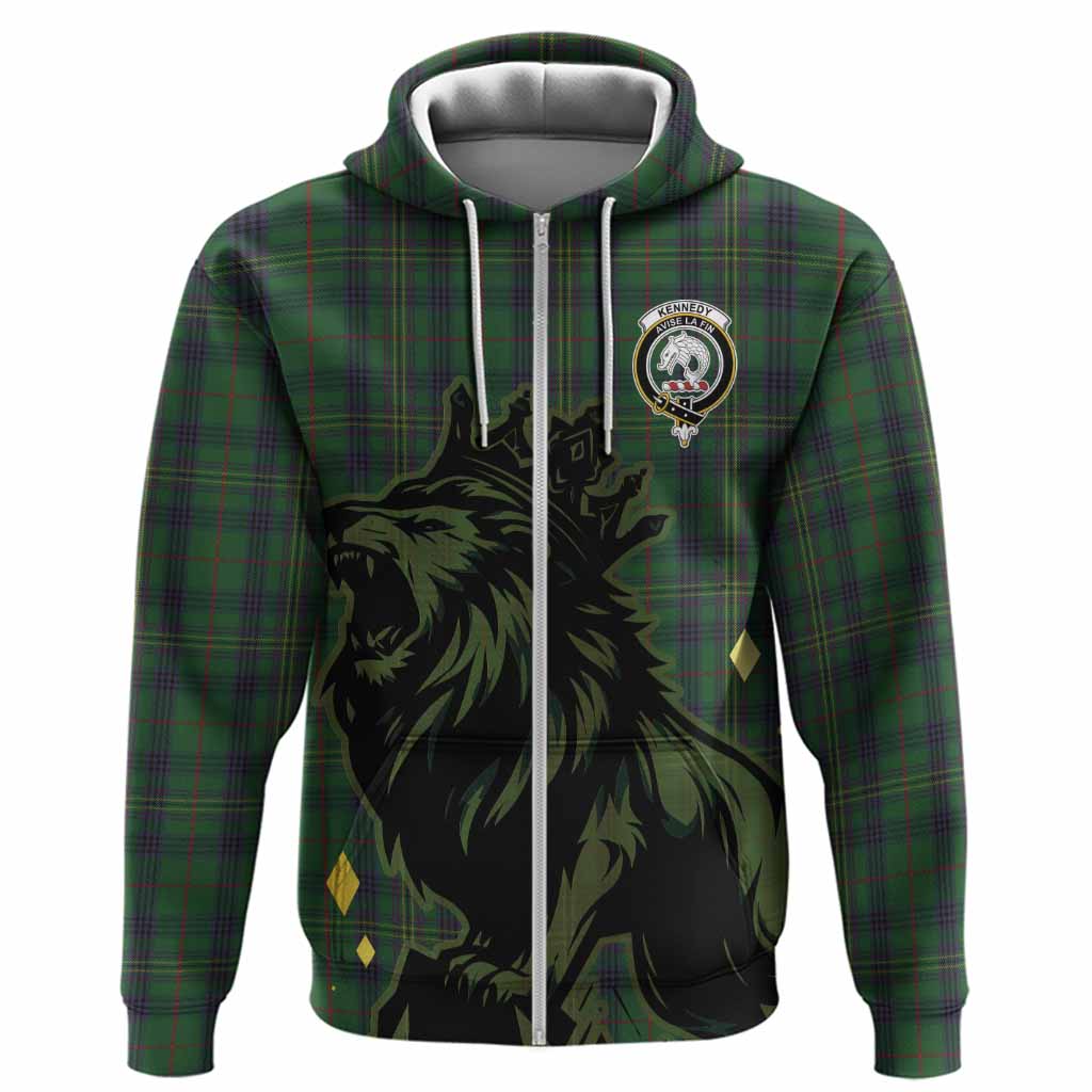 Kennedy Tartan Family Crest Hoodie Crowned Lion Roaring