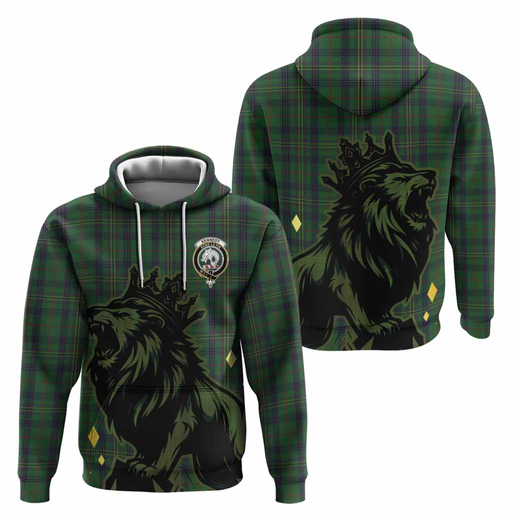 Kennedy Tartan Family Crest Hoodie Crowned Lion Roaring