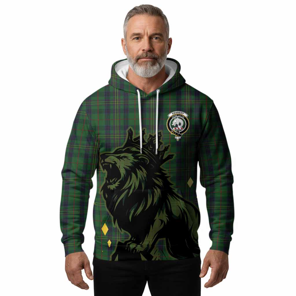 Kennedy Tartan Family Crest Hoodie Crowned Lion Roaring