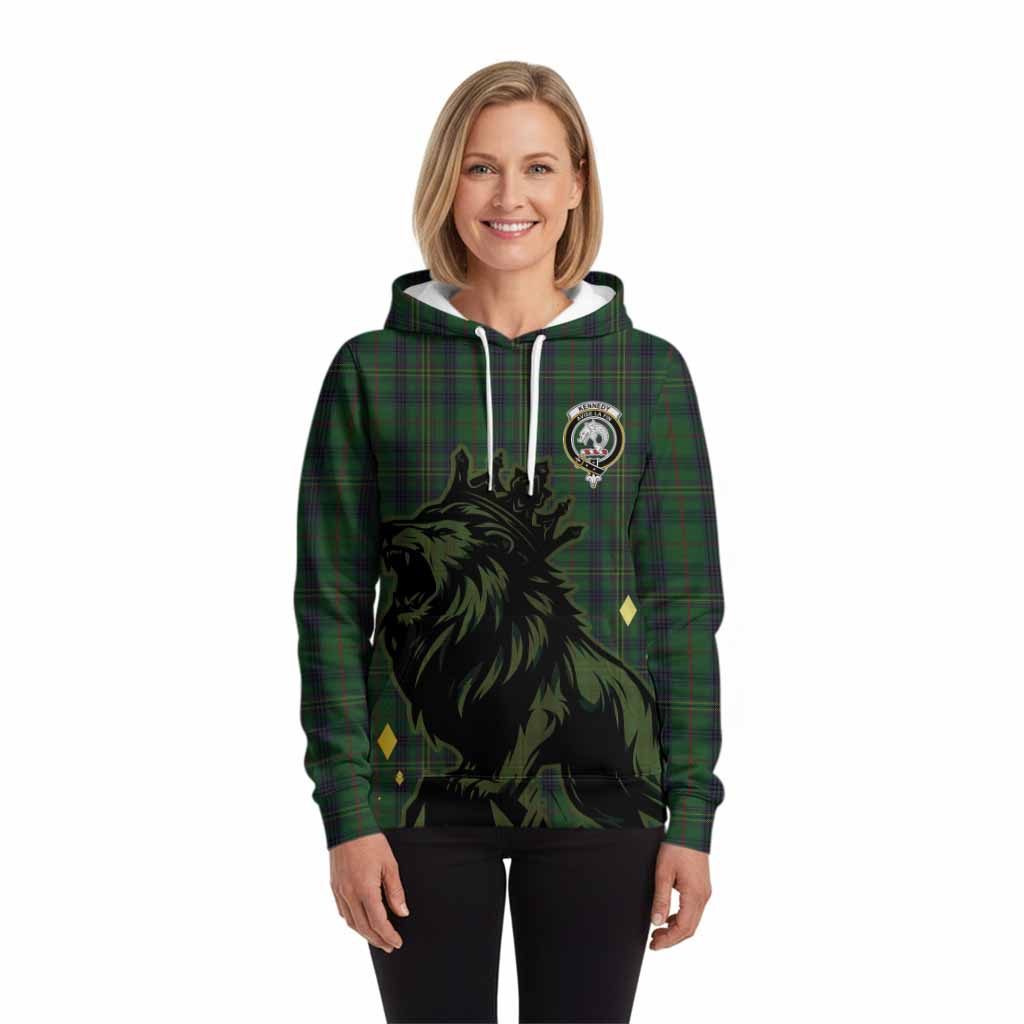 Kennedy Tartan Family Crest Hoodie Crowned Lion Roaring