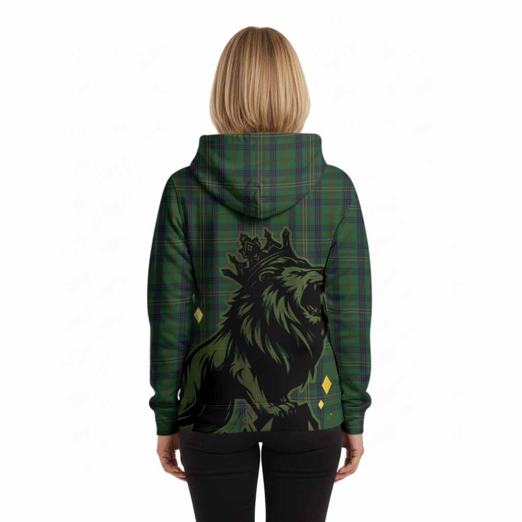 Kennedy Tartan Family Crest Hoodie Crowned Lion Roaring