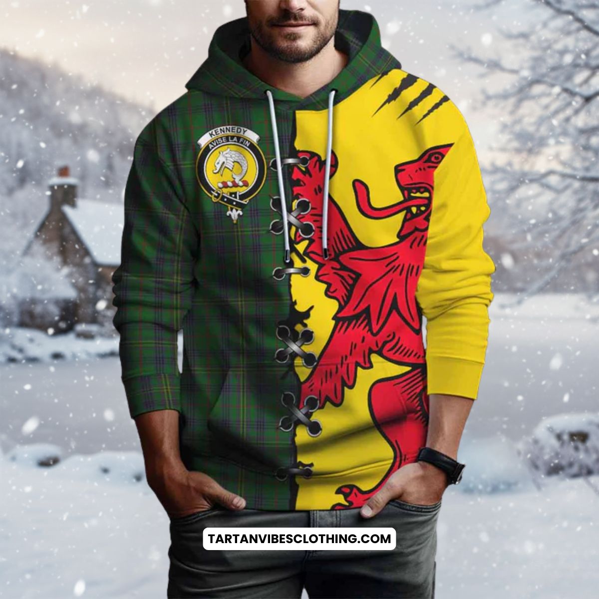 Kennedy Tartan Family Crest Hoodie Lion Rampant Honor