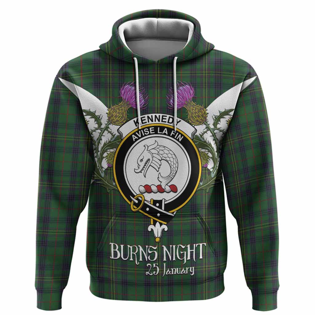 Kennedy Tartan Family Crest Hoodie Scottish Burns Night Thistle Floral