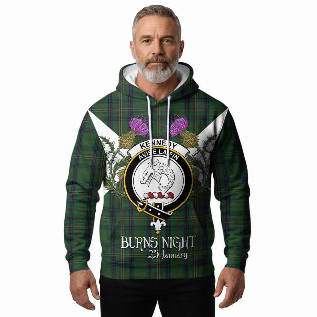 Kennedy Tartan Family Crest Hoodie Scottish Burns Night Thistle Floral