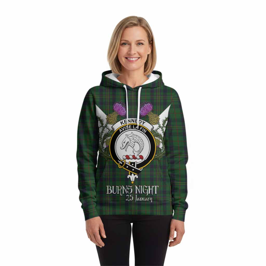 Kennedy Tartan Family Crest Hoodie Scottish Burns Night Thistle Floral
