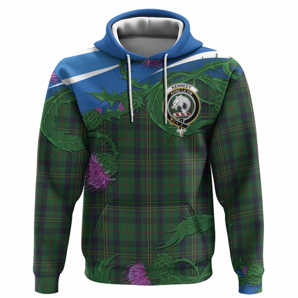 Kennedy Tartan Family Crest Hoodie Thistle in Minimalism