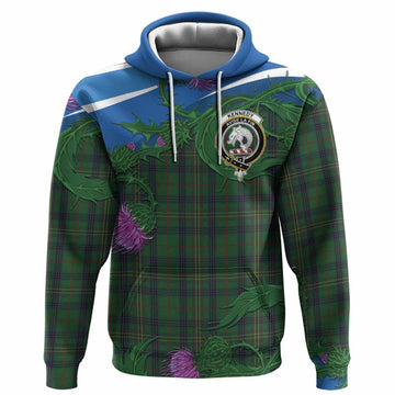 Kennedy Tartan Family Crest Hoodie Thistle in Minimalism