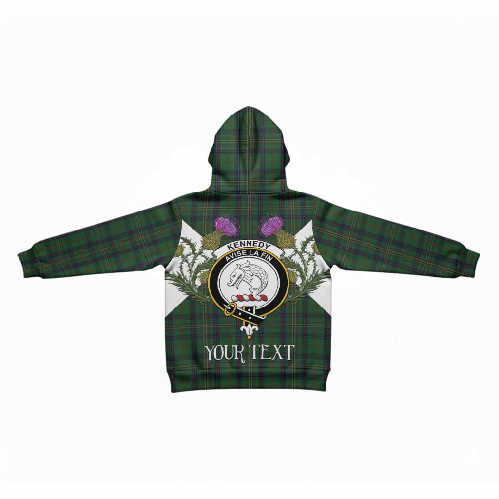 Kennedy Tartan Family Crest Kid Hoodie Scottish Burns Night Thistle Floral
