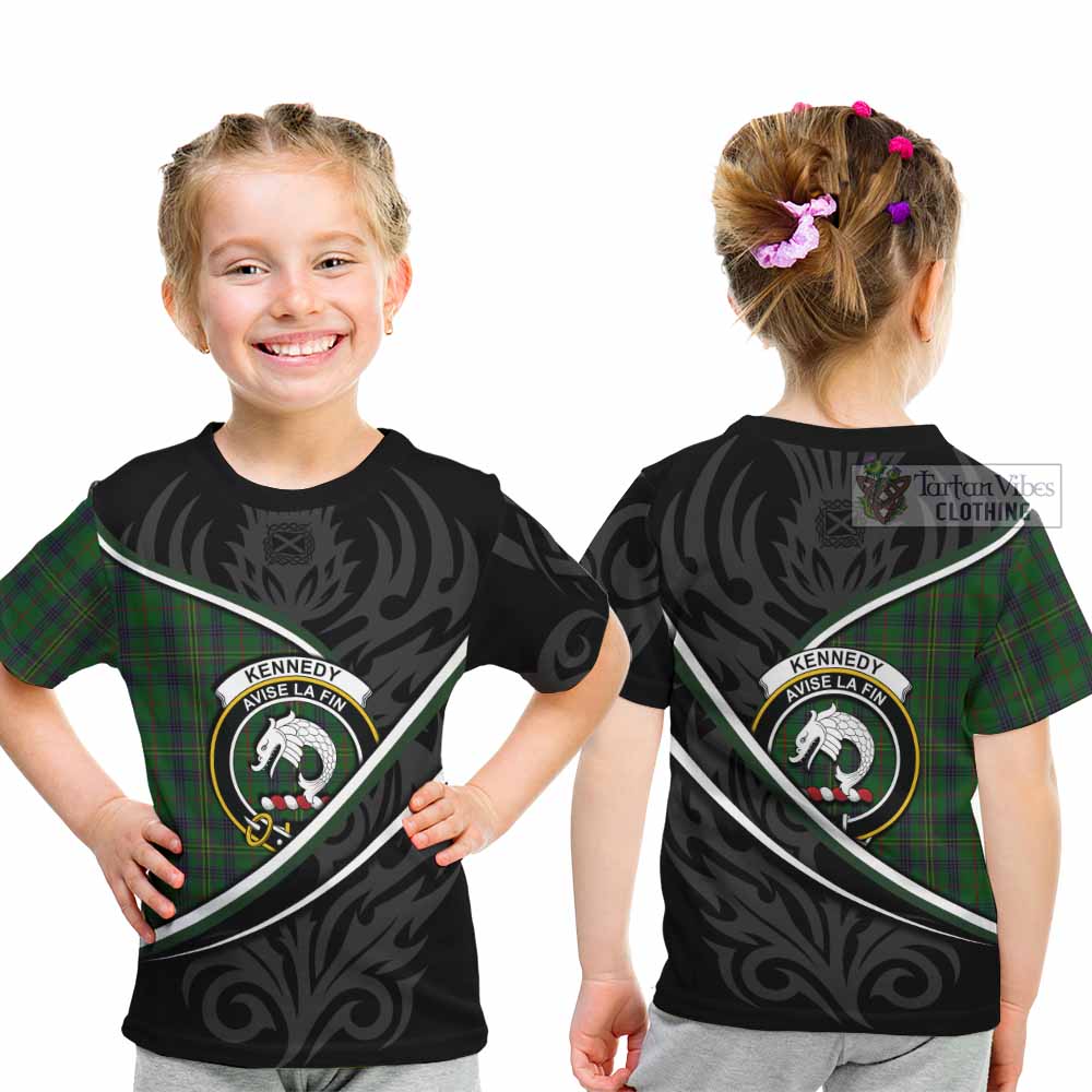 Kennedy Tartan Family Crest Kid T-shirt Celtic Scottish Thistle Floral - Tartan Vibes Clothing