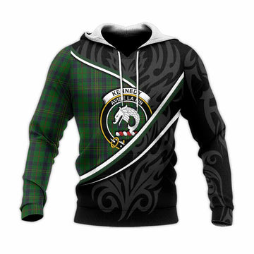 Kennedy Tartan Family Crest Knitted Hoodie Celtic Scottish Thistle Floral